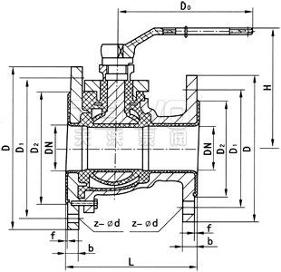 襯氟放料球閥結(jié)構(gòu)圖